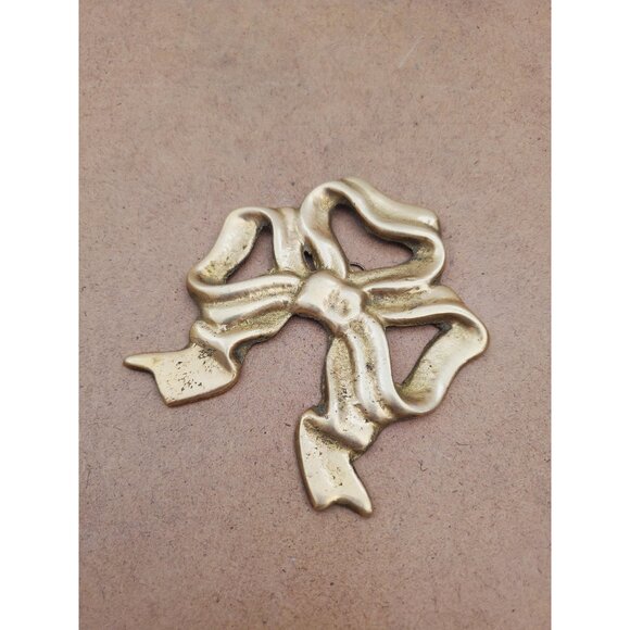 Other - Vintage 1970s Ornate Brass Bow Wall Decor, Brass Ribbon with Patina, Girls Room